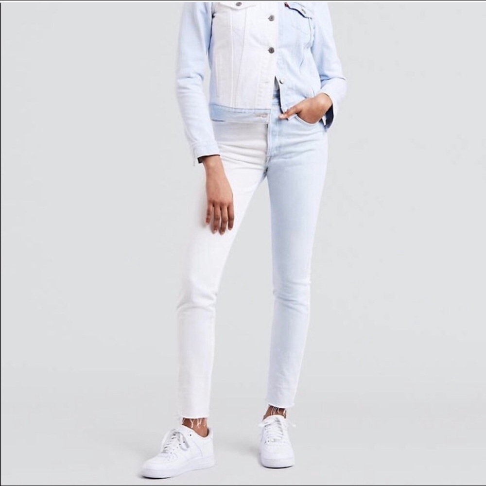 Levis 501 Womens SKINNY Jeans Button Fly Two Tone